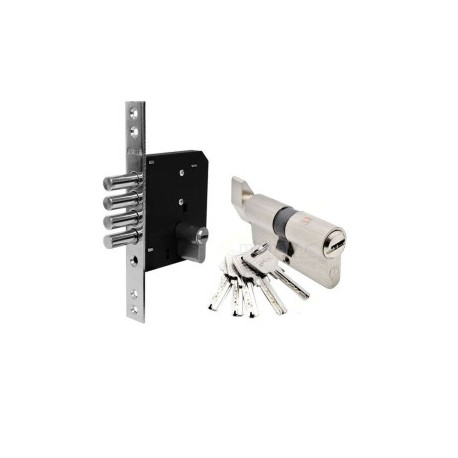 CERRADURA TESA RB100 T60 NIQUEL 4 BULONES Y RESBALON NIQUEL SATINADO